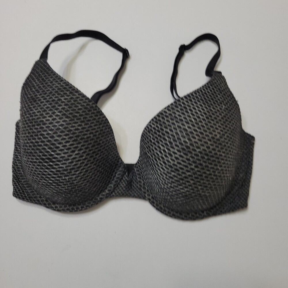 Victorias Secret Bra Women 32DD Uplift Semi Demi Black Adjustable Stretch Padded